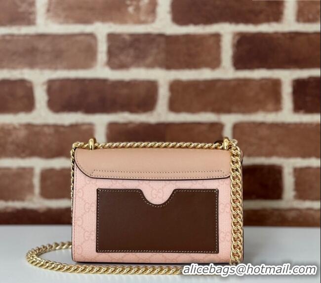 Famous Brand Gucci Padlock Small GG Canvas and Leather Shoulder Bag 409487 Dusty Pink 2024