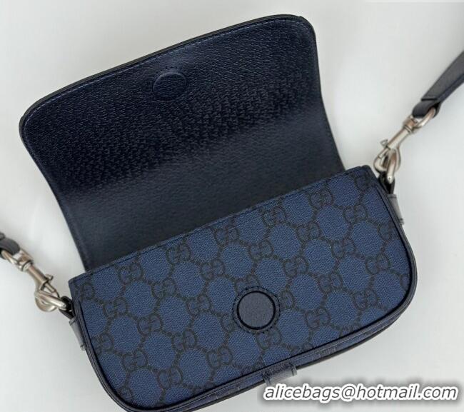 New Fashion Gucci Ophidia GG Canvas Super Mini Shoulder bag 795466 Dark Blue 2024