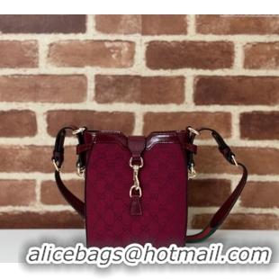 Reasonable Price Gucci Original GG Canvas Mini Bucket Shoulder bag 782919 Red 2024