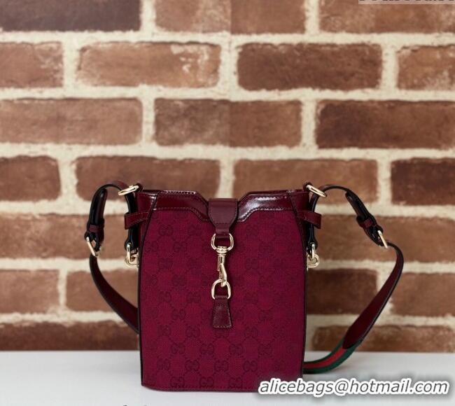 Reasonable Price Gucci Original GG Canvas Mini Bucket Shoulder bag 782919 Red 2024