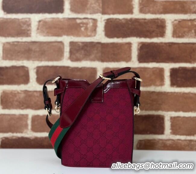 Reasonable Price Gucci Original GG Canvas Mini Bucket Shoulder bag 782919 Red 2024
