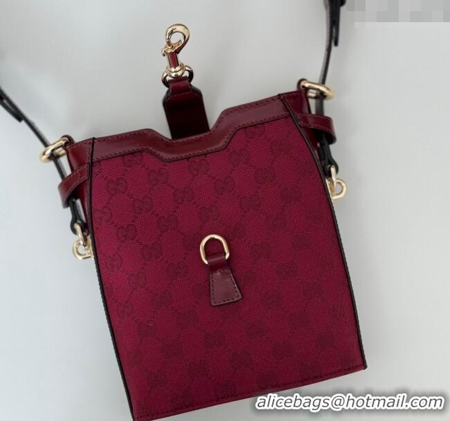 Reasonable Price Gucci Original GG Canvas Mini Bucket Shoulder bag 782919 Red 2024