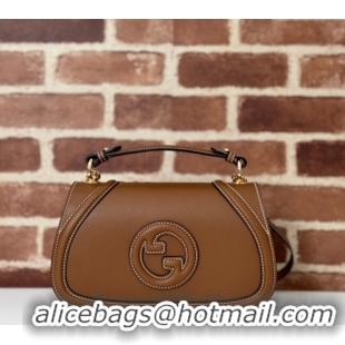 Top Grade Gucci Blondie Calf Leather Top Handle bag 815714 Brown 2024