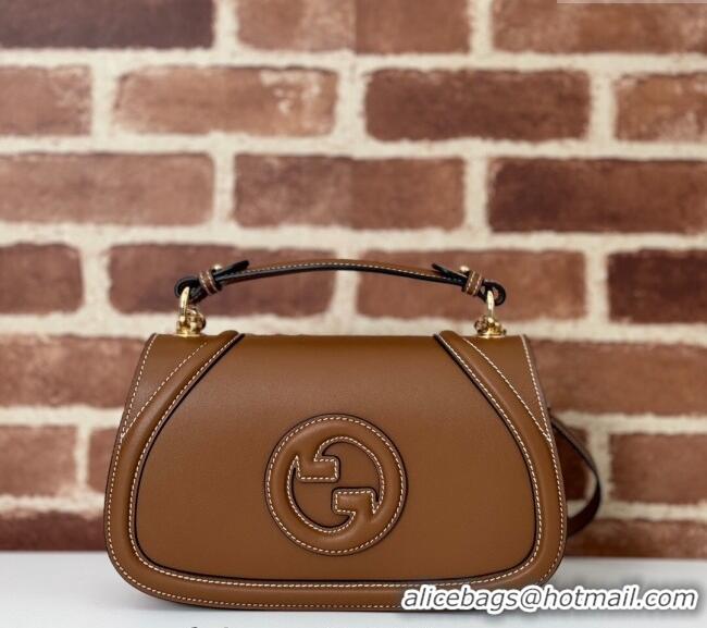Top Grade Gucci Blondie Calf Leather Top Handle bag 815714 Brown 2024