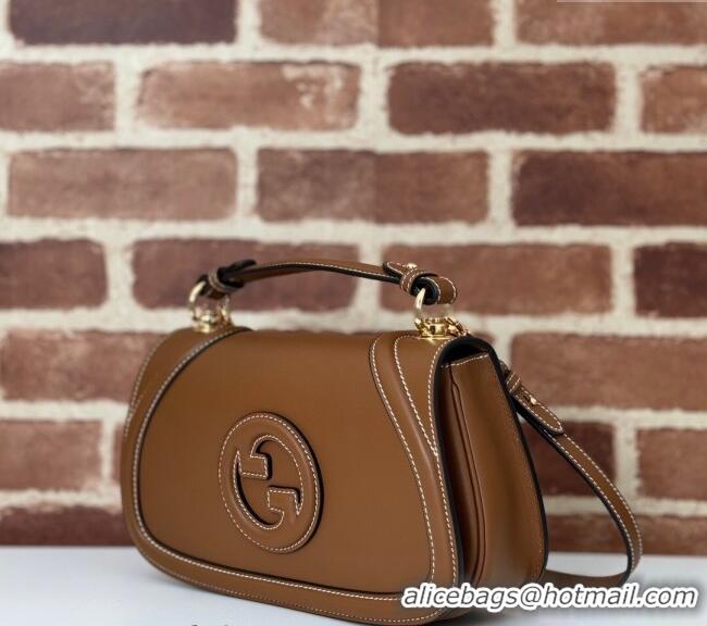 Top Grade Gucci Blondie Calf Leather Top Handle bag 815714 Brown 2024