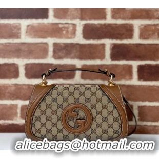 New Cheap Gucci Blondie Top Handle bag in GG Canvas and Leather 815714 Beige/Brown 2024