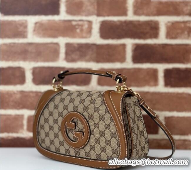 New Cheap Gucci Blondie Top Handle bag in GG Canvas and Leather 815714 Beige/Brown 2024