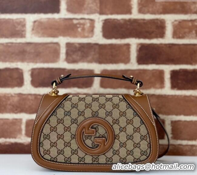 New Cheap Gucci Blondie Top Handle bag in GG Canvas and Leather 815714 Beige/Brown 2024
