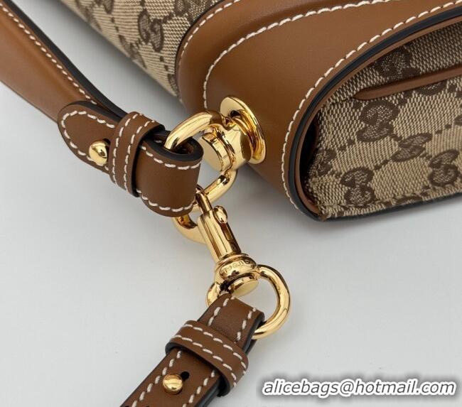 New Cheap Gucci Blondie Top Handle bag in GG Canvas and Leather 815714 Beige/Brown 2024