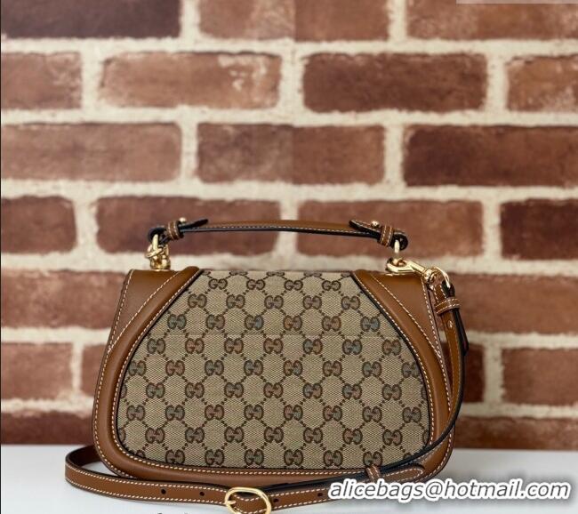 New Cheap Gucci Blondie Top Handle bag in GG Canvas and Leather 815714 Beige/Brown 2024