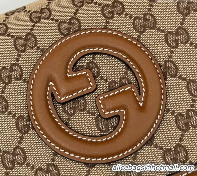 New Cheap Gucci Blondie Top Handle bag in GG Canvas and Leather 815714 Beige/Brown 2024
