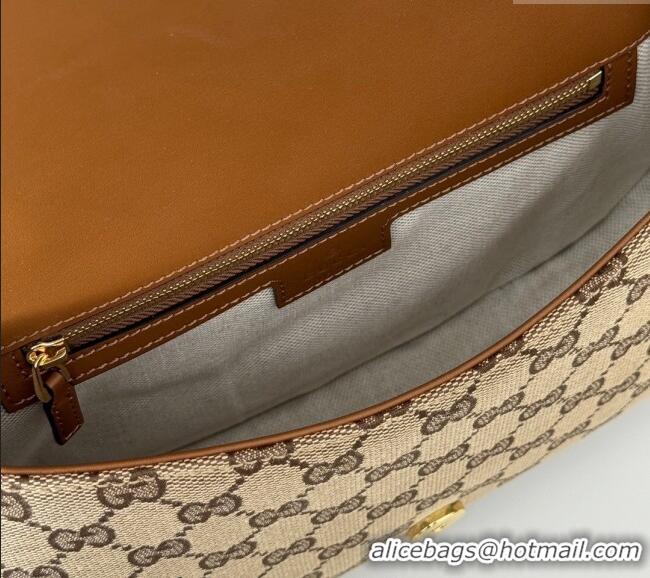 New Cheap Gucci Blondie Top Handle bag in GG Canvas and Leather 815714 Beige/Brown 2024