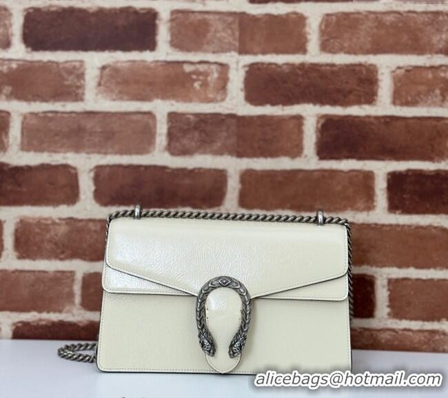 Luxury Classic Gucci Dionysus Small Shoulder Bag in Patent Calf Leather 795005 White 2024