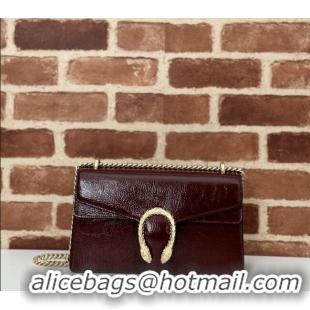 Spot Bulk Gucci Dionysus Small Shoulder Bag in Patent Calf Leather 795005 Dark Burgundy 2024