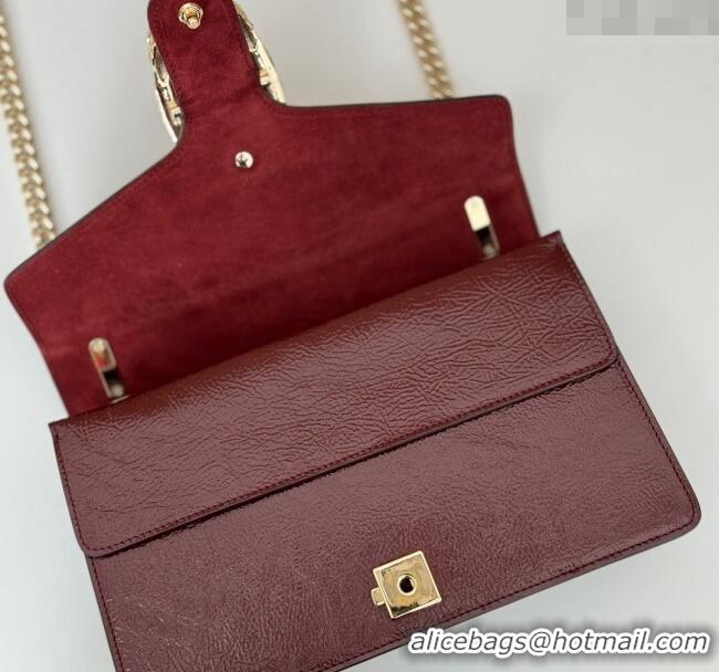Spot Bulk Gucci Dionysus Small Shoulder Bag in Patent Calf Leather 795005 Dark Burgundy 2024
