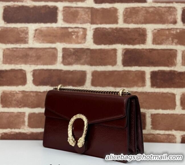 Spot Bulk Gucci Dionysus Small Shoulder Bag in Patent Calf Leather 795005 Dark Burgundy 2024