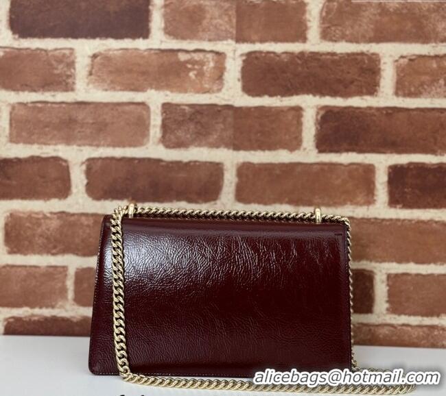 Spot Bulk Gucci Dionysus Small Shoulder Bag in Patent Calf Leather 795005 Dark Burgundy 2024
