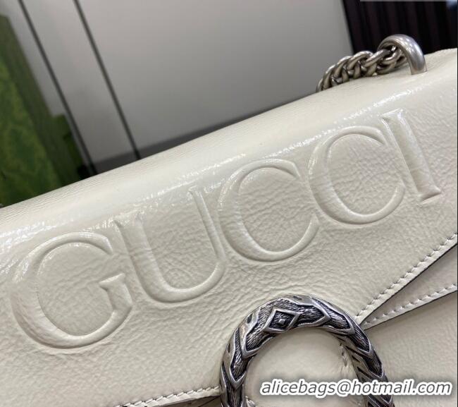 Good Product Gucci Dionysus Small Shoulder Bag in Patent Leather with GUCCI Logo 795005 White 2024