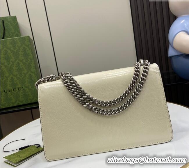 Good Product Gucci Dionysus Small Shoulder Bag in Patent Leather with GUCCI Logo 795005 White 2024
