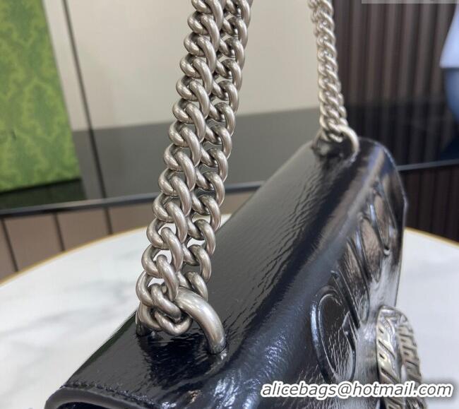 Luxury Cheap Gucci Dionysus Small Shoulder Bag in Patent Leather with GUCCI Logo 795005 Black 2024