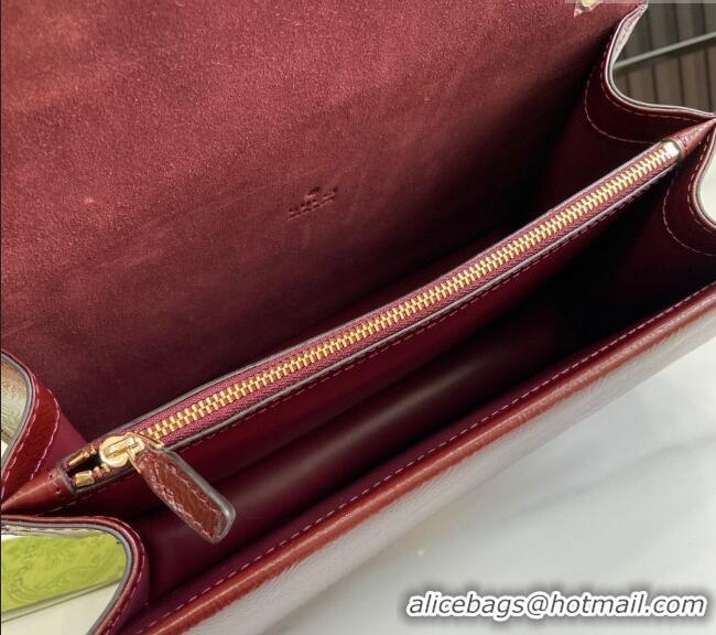Best Quality Gucci Dionysus Small Shoulder Bag in Patent Leather with GUCCI Logo 795005 Dark Burgundy 2024