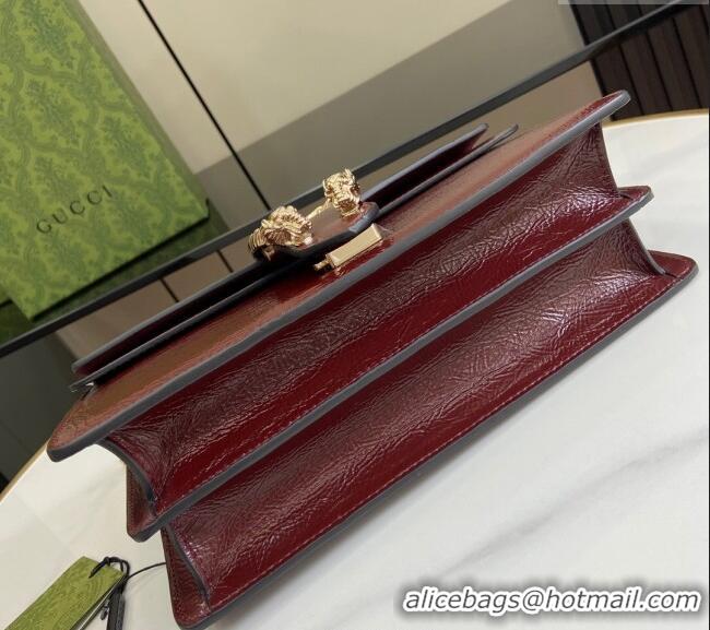 Best Quality Gucci Dionysus Small Shoulder Bag in Patent Leather with GUCCI Logo 795005 Dark Burgundy 2024