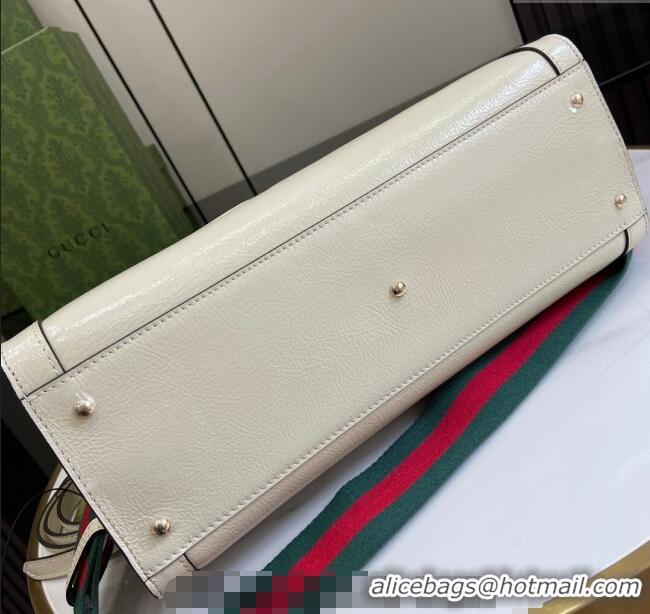 Grade Design Gucci Diana Medium Tote Bag in Patent Leather with Gucci Logo 678842 White 2024