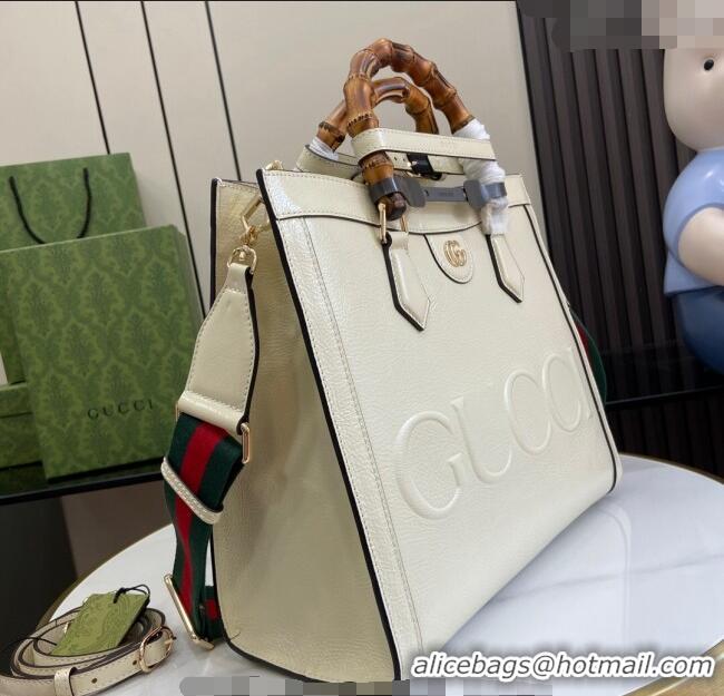 Grade Design Gucci Diana Medium Tote Bag in Patent Leather with Gucci Logo 678842 White 2024