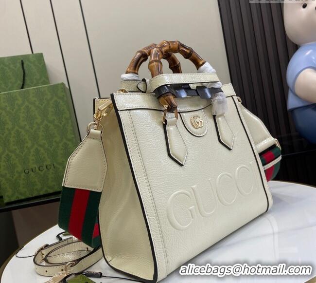 Original Cheap Gucci Diana Small Tote Bag with GUCCI Logo in Patent Leather 702721 White 2024