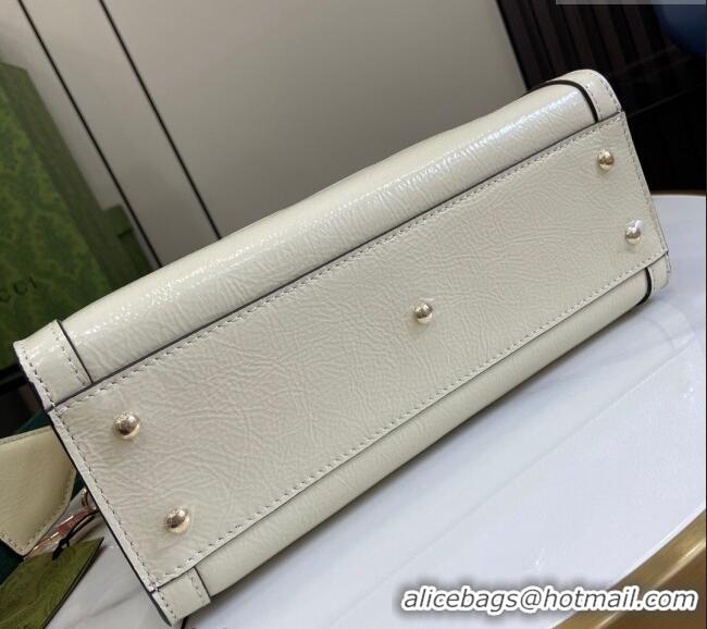 Original Cheap Gucci Diana Small Tote Bag with GUCCI Logo in Patent Leather 702721 White 2024