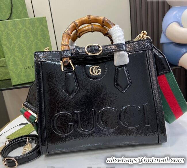 Well Crafted Gucci Diana Small Tote Bag with GUCCI Logo in Patent Leather 702721 Black 2024