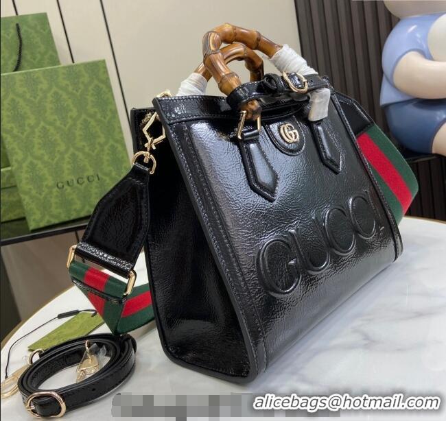 Well Crafted Gucci Diana Small Tote Bag with GUCCI Logo in Patent Leather 702721 Black 2024