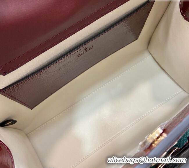 Best Grade Gucci Diana Small Tote Bag with GUCCI Logo in Patent Leather 702721 Dark Burgundy 2024