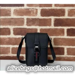Best Quality Gucci Mens Leather Super Mini Crossbody Bag 800312 Black 2024