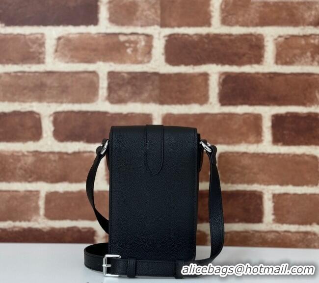 Best Quality Gucci Mens Leather Super Mini Crossbody Bag 800312 Black 2024