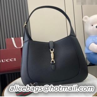 Super Quality Gucci Jackie Large Shoulder Bag in Black Soft Grainy Leather 813650 Black 2024