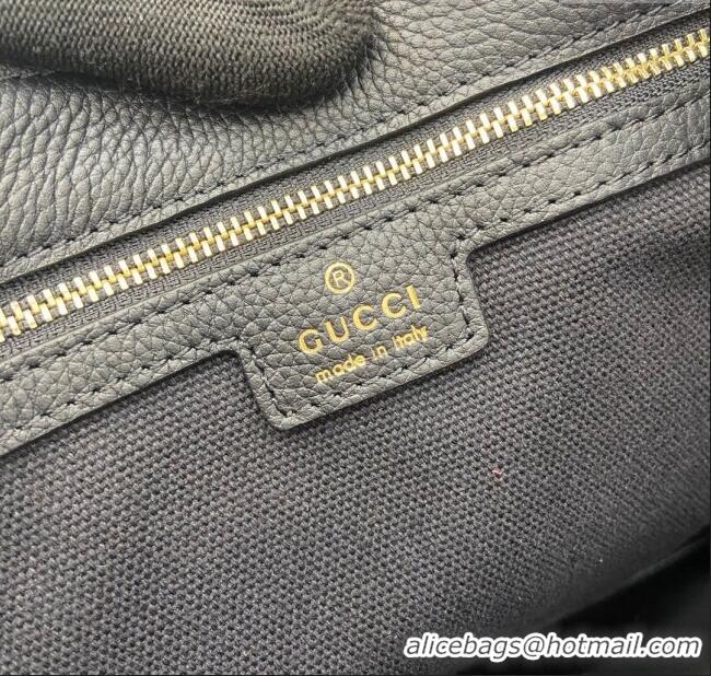 Super Quality Gucci Jackie Large Shoulder Bag in Black Soft Grainy Leather 813650 Black 2024