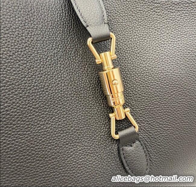 Super Quality Gucci Jackie Large Shoulder Bag in Black Soft Grainy Leather 813650 Black 2024