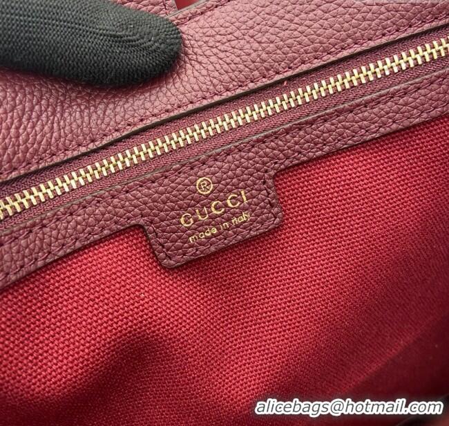 Discount Gucci Jackie Large Shoulder Bag in Black Soft Grainy Leather 813650 Burgundy 2024