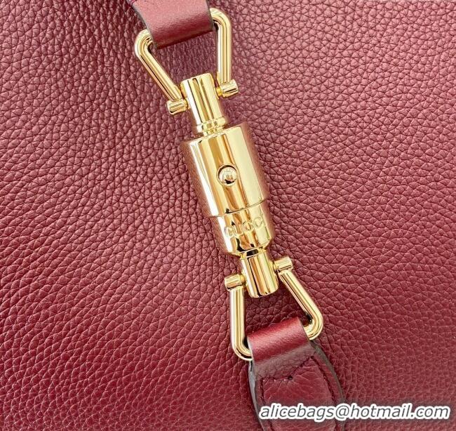 Discount Gucci Jackie Large Shoulder Bag in Black Soft Grainy Leather 813650 Burgundy 2024
