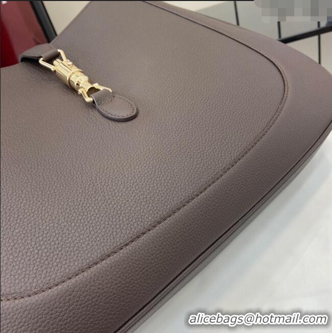 Promotional Gucci Jackie Large Shoulder Bag in Black Soft Grainy Leather 813650 Chocolate 2024