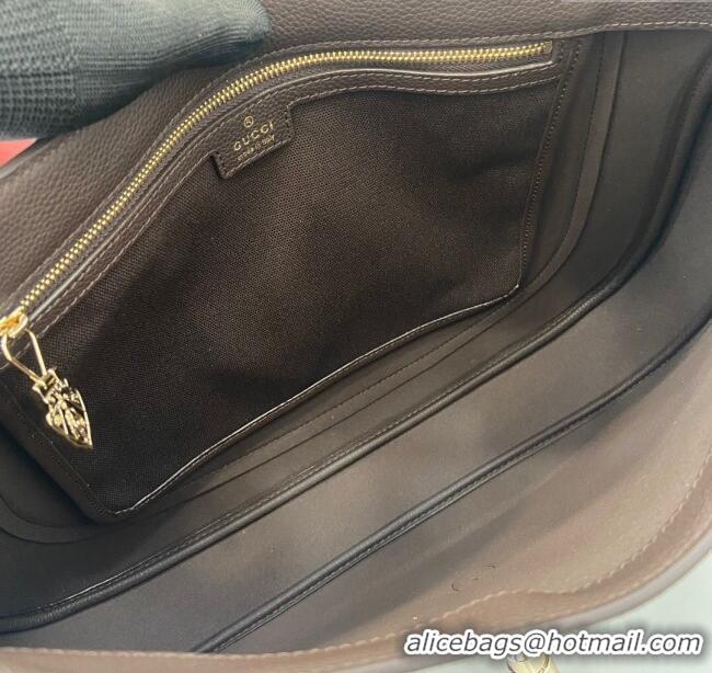 Promotional Gucci Jackie Large Shoulder Bag in Black Soft Grainy Leather 813650 Chocolate 2024