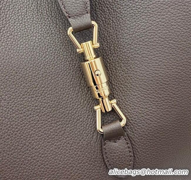 Promotional Gucci Jackie Large Shoulder Bag in Black Soft Grainy Leather 813650 Chocolate 2024