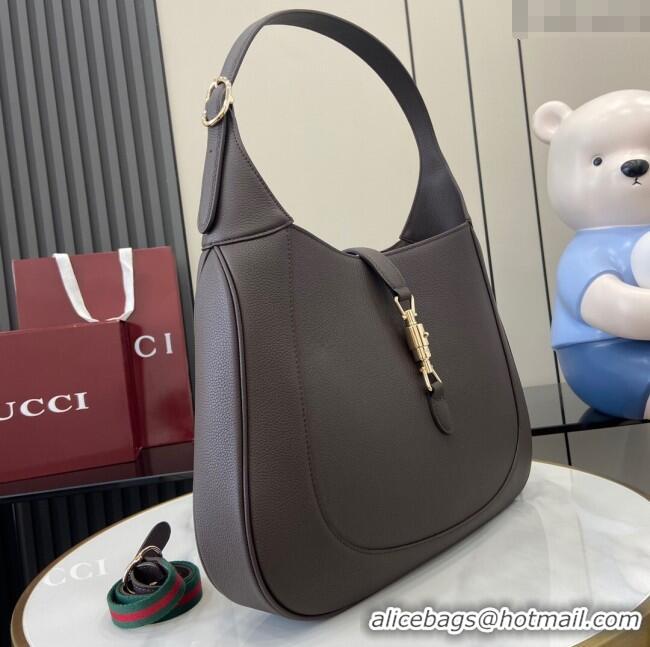 Promotional Gucci Jackie Large Shoulder Bag in Black Soft Grainy Leather 813650 Chocolate 2024