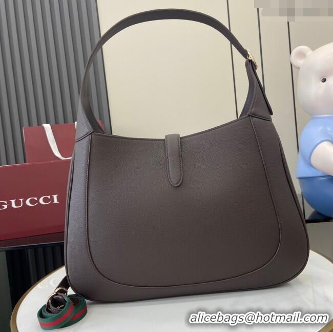 Promotional Gucci Jackie Large Shoulder Bag in Black Soft Grainy Leather 813650 Chocolate 2024