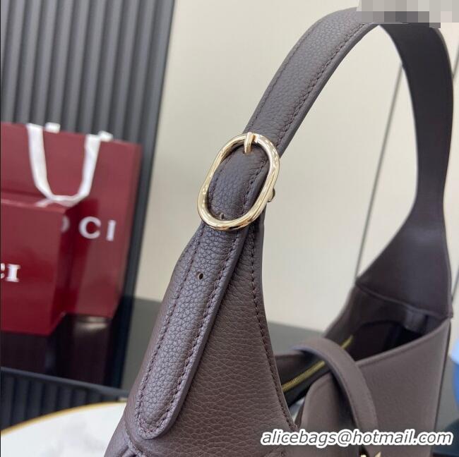 Promotional Gucci Jackie Large Shoulder Bag in Black Soft Grainy Leather 813650 Chocolate 2024