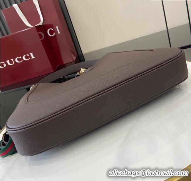 Promotional Gucci Jackie Large Shoulder Bag in Black Soft Grainy Leather 813650 Chocolate 2024