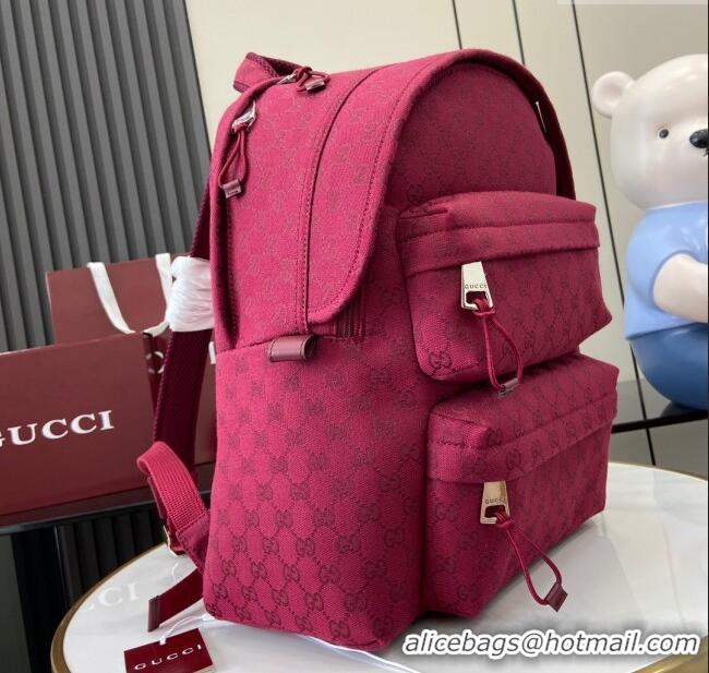 Top Grade Gucci Mens GG Canvas Medium Backpack Bag with Gucci Logo Rosso 800265 Ancora Red 2024