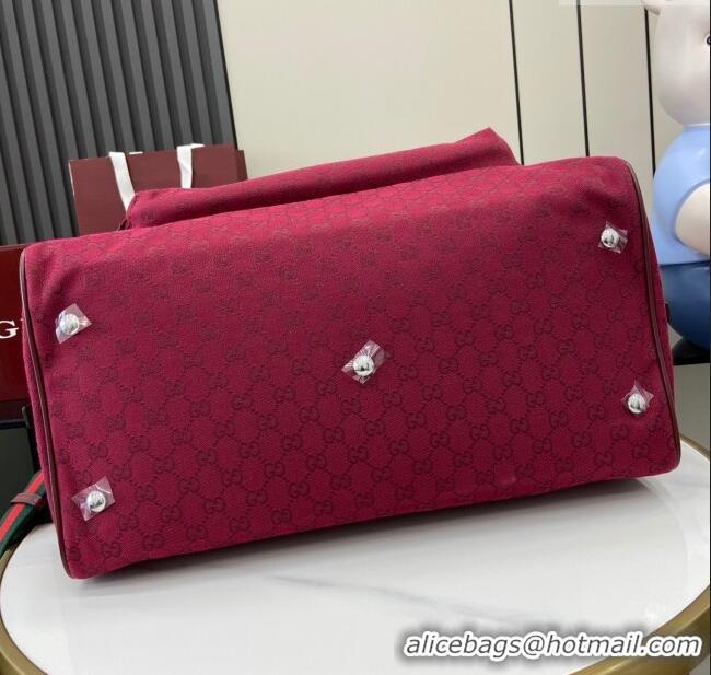 Top Grade Gucci Mens Medium GG Canvas Duffle Travel bag 802095 Rosso Ancora Red 2024