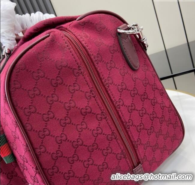 Top Grade Gucci Mens Medium GG Canvas Duffle Travel bag 802095 Rosso Ancora Red 2024